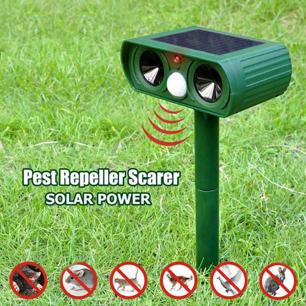Ultrasonic Animal Repellent Solar Powered Outdoor Motion Activated Wildlife Deterrent