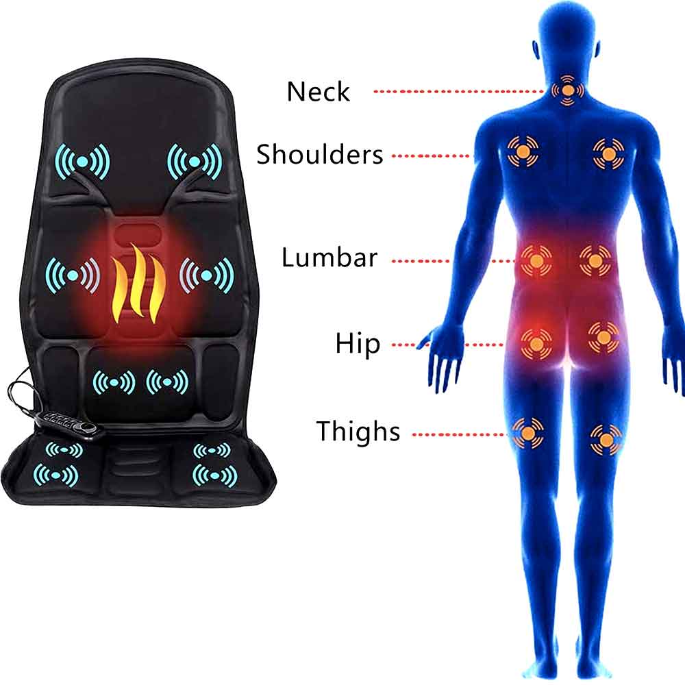 Massage Chair Pad 8 Modes Heated Neck Back Cushion For Car Home