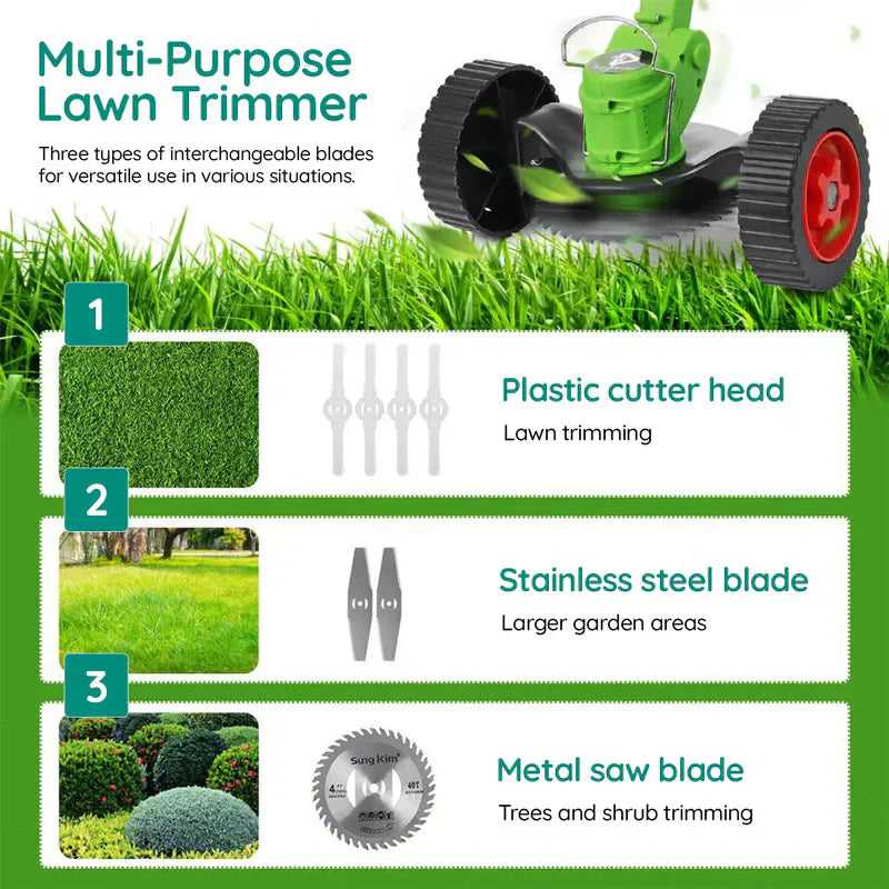 Grass Trimmer Cordless Battery Powered Electric High Power For Yard