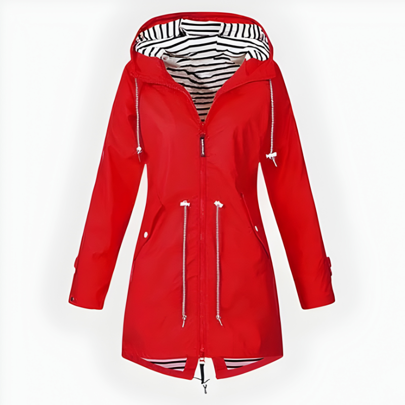 Women's Long Rain Jacket Windproof Waterproof Stylish Outdoor Coat