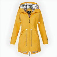 Women's Long Rain Jacket Windproof Waterproof Stylish Outdoor Coat