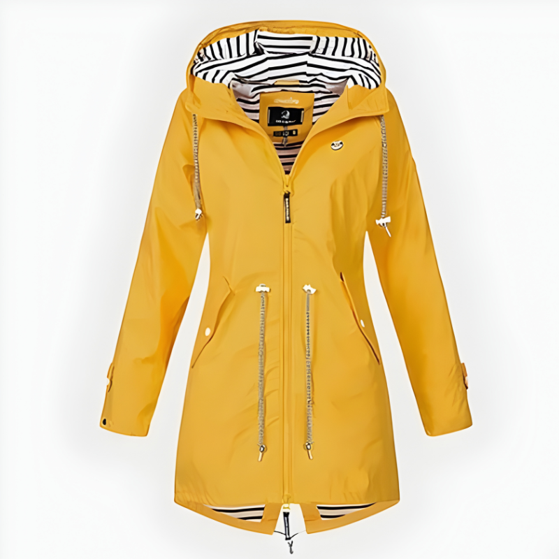 Women's Long Rain Jacket Windproof Waterproof Stylish Outdoor Coat