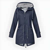 Women's Long Rain Jacket Windproof Waterproof Stylish Outdoor Coat