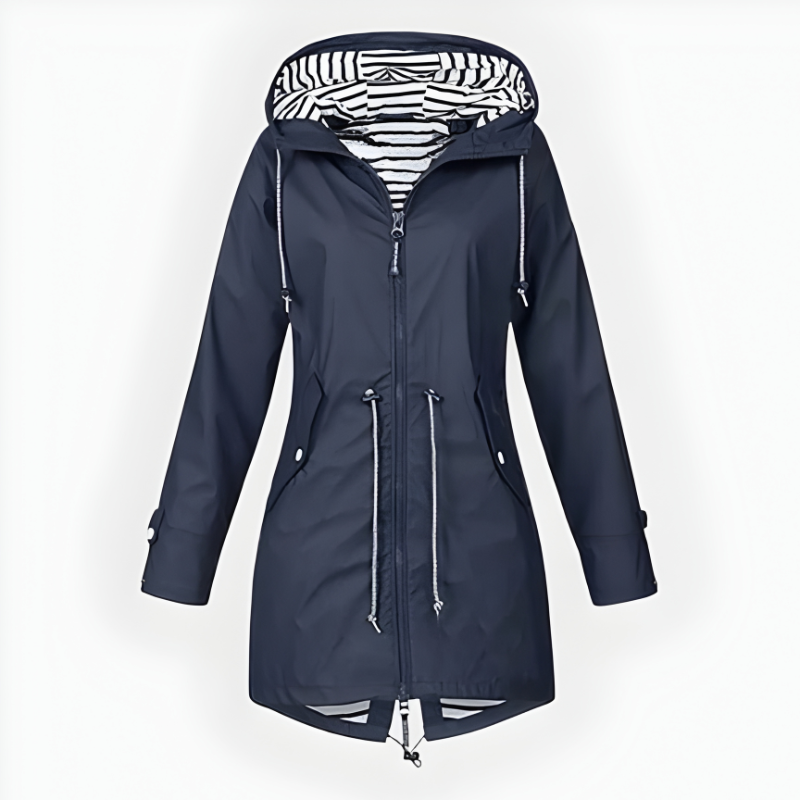 Women's Long Rain Jacket Windproof Waterproof Stylish Outdoor Coat