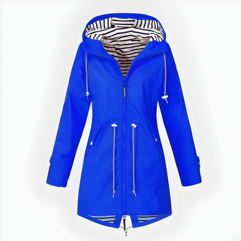 Women's Long Rain Jacket Windproof Waterproof Stylish Outdoor Coat