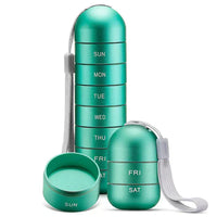 Pill Organizer 7-Day Aluminum Portable Travel Pill Box Container