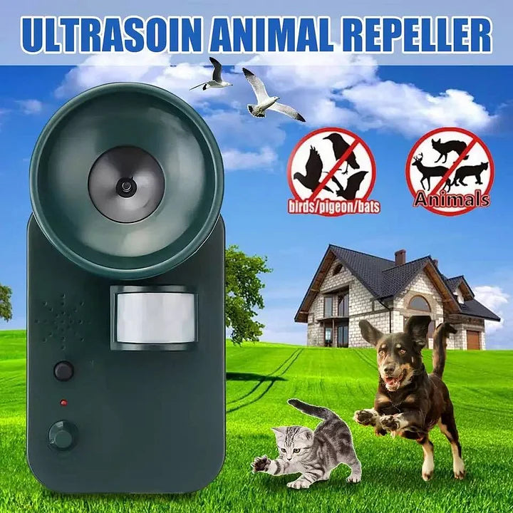 Outdoor Ultrasonic Pest And Animal Repeller 5000 Sq Ft 9V DC Cordless