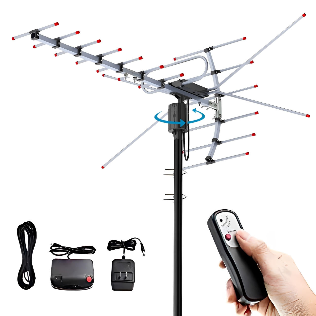 Digital Outdoor TV Antenna 2025 Extra-Range Motorized 360° Directional Free HD Channels