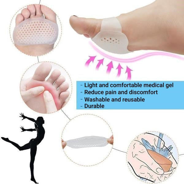 Metatarsal Pads For Forefoot Support, Breathable Cushions, Set Of 2