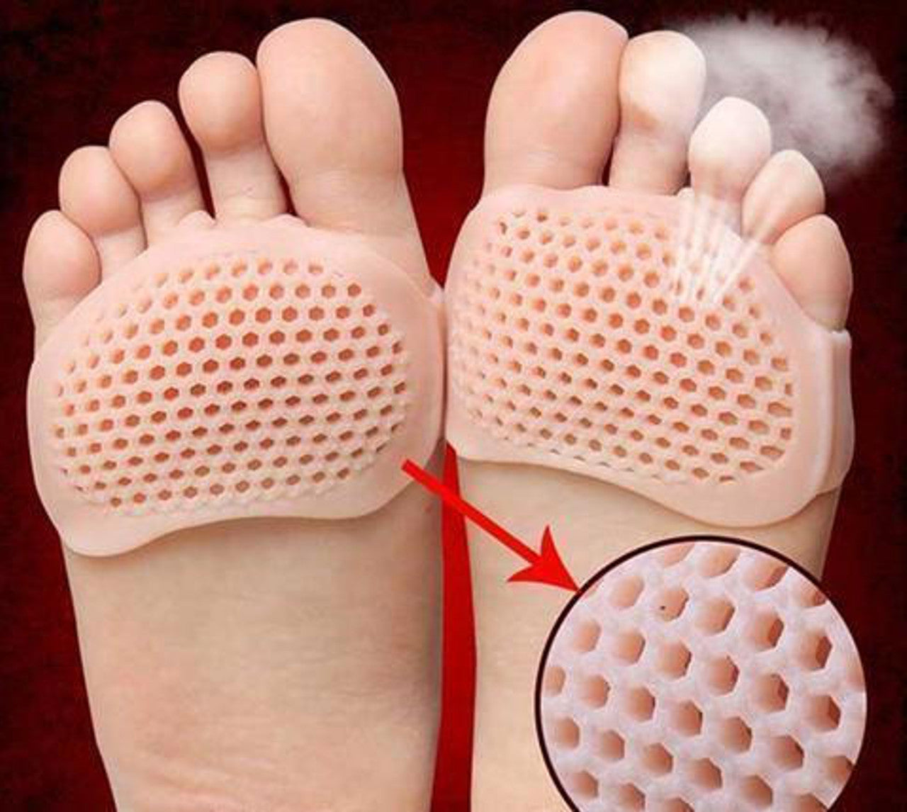 Metatarsal Pads For Forefoot Support, Breathable Cushions, Set Of 2