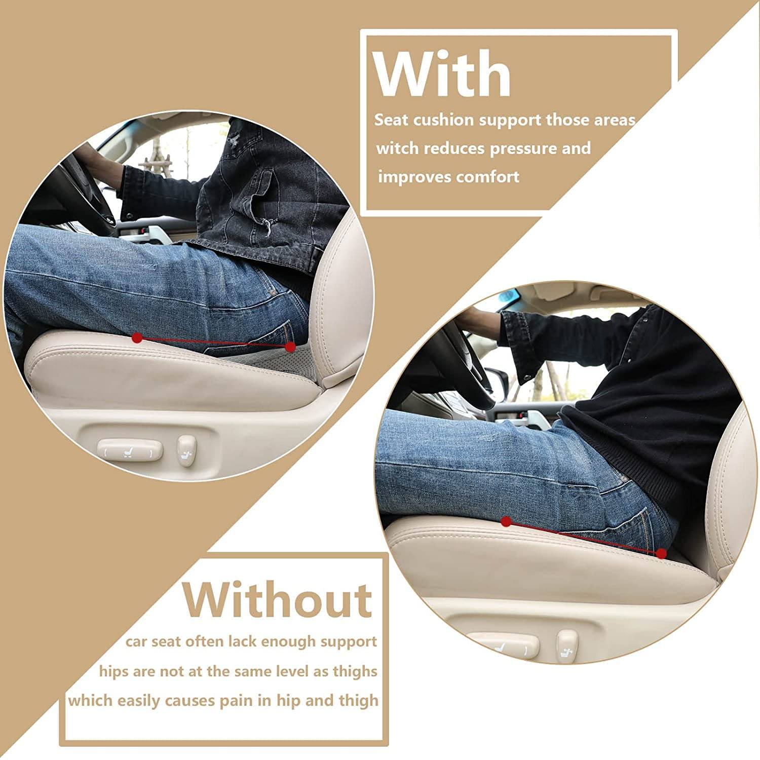 Car Seat Cushion For Shorter Drivers With Adjustable Height And Lumbar Support