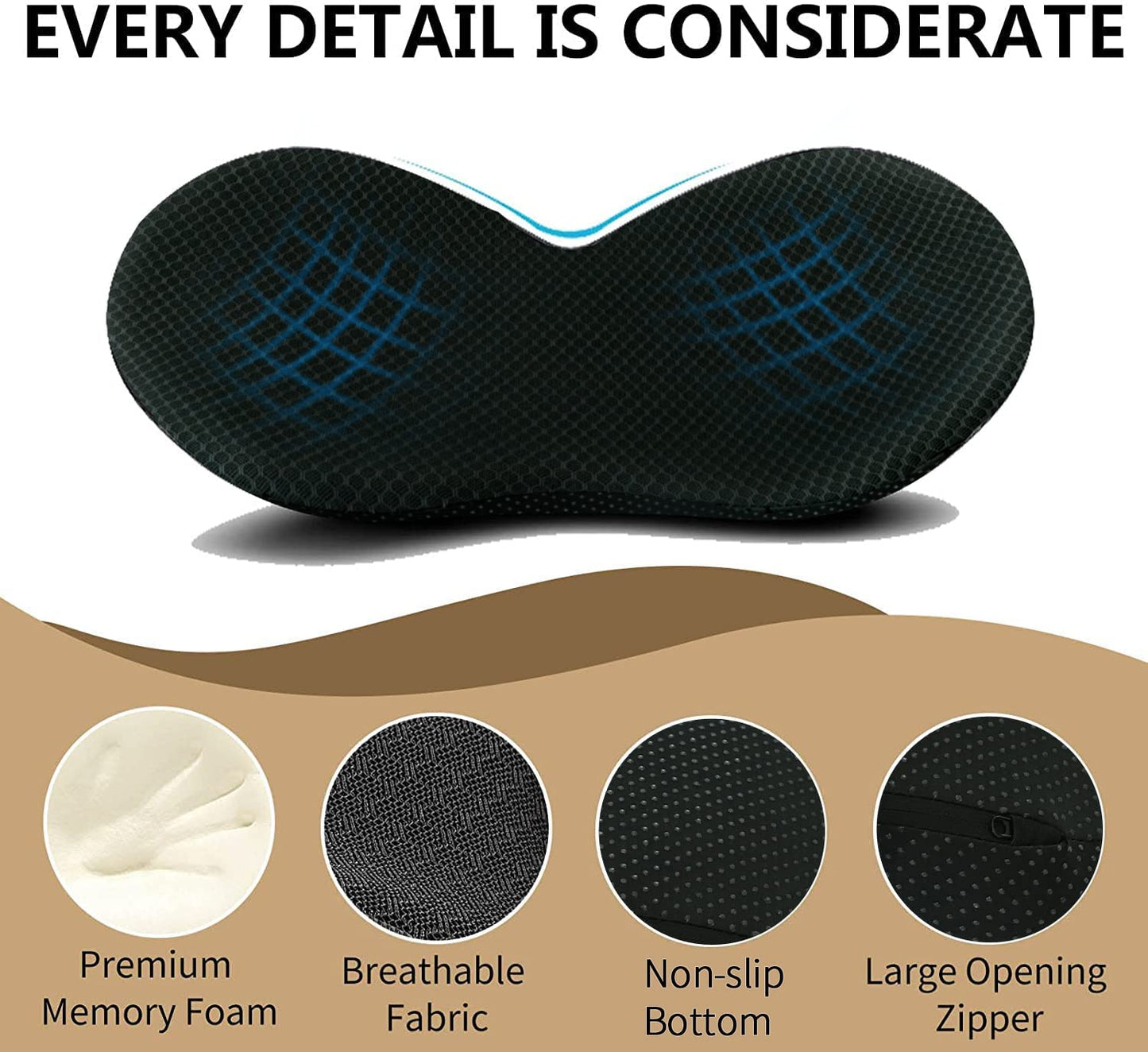 Car Seat Cushion For Shorter Drivers With Adjustable Height And Lumbar Support