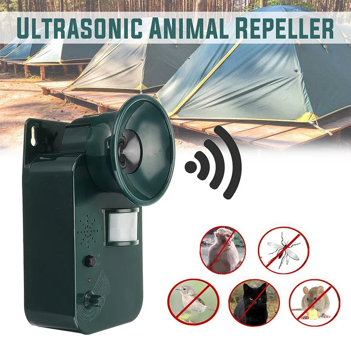 Outdoor Ultrasonic Pest And Animal Repeller 5000 Sq Ft 9V DC Cordless