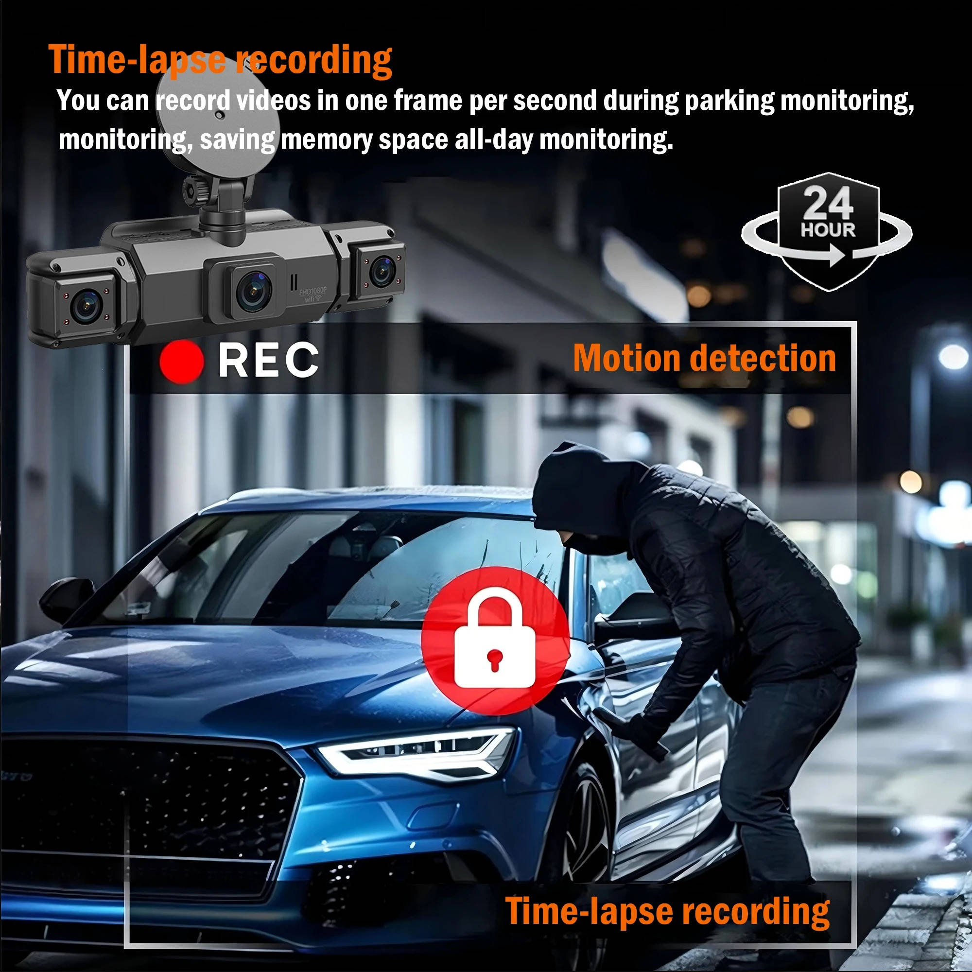 4-Channel Dash Cam With Night Vision, Parking Monitor, WiFi App Control