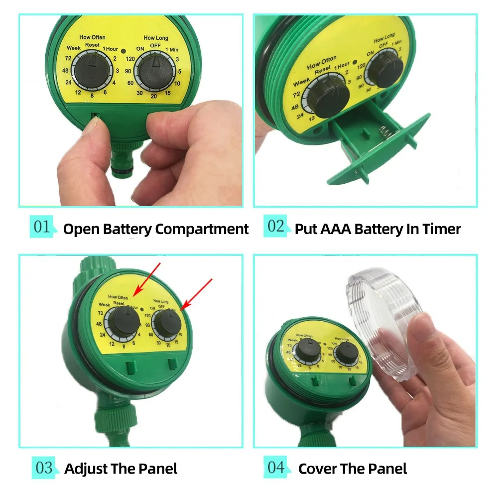 Drip Irrigation System With Automatic Timer For Garden Beds And Pots