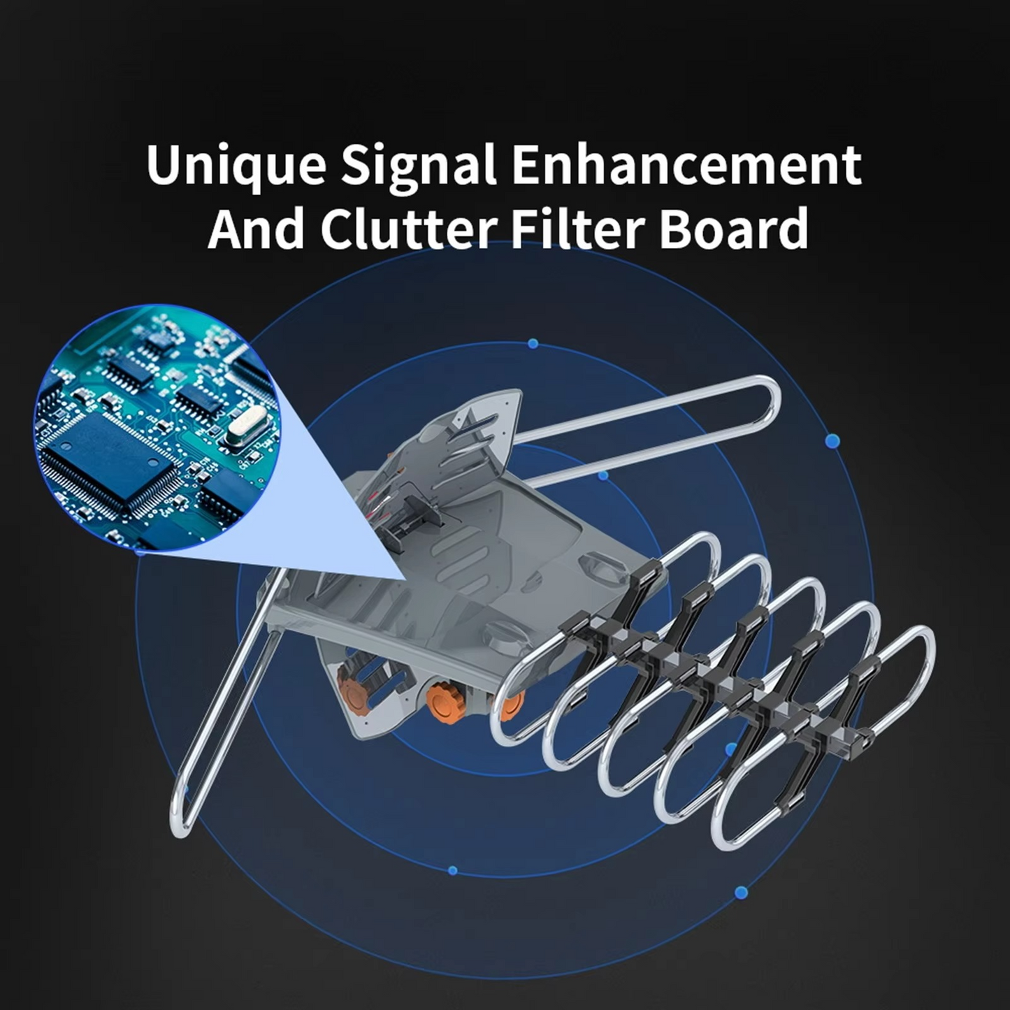 Digital HD TV Antenna Long-Range 360-Degree Directional Motor And Mounting Pole