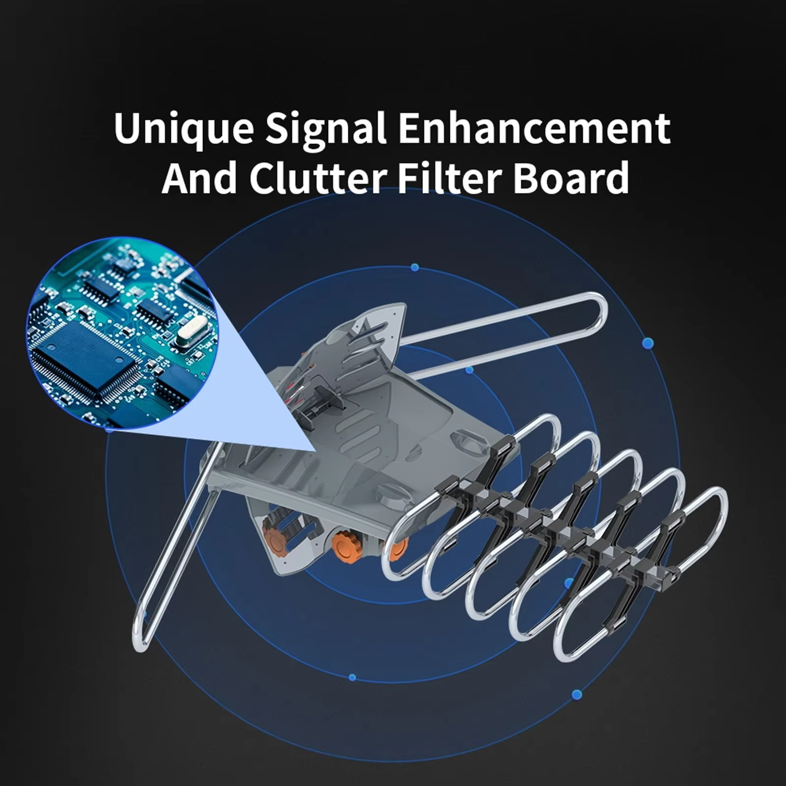 Digital HD TV Antenna Long-Range 360-Degree Directional Motor And Mounting Pole