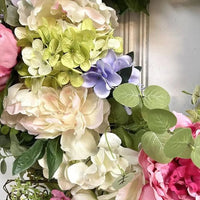 Artificial Hydrangea Wreath Multicolor Silk Flowers For Front Door