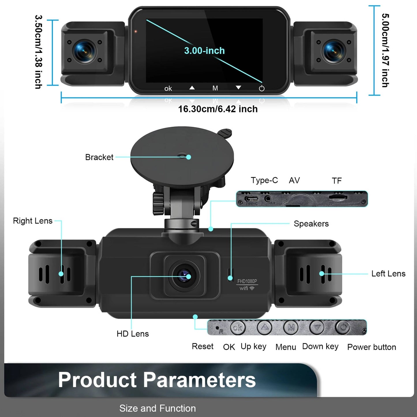 Car Dash Camera Wireless Front And Rear With Night Vision