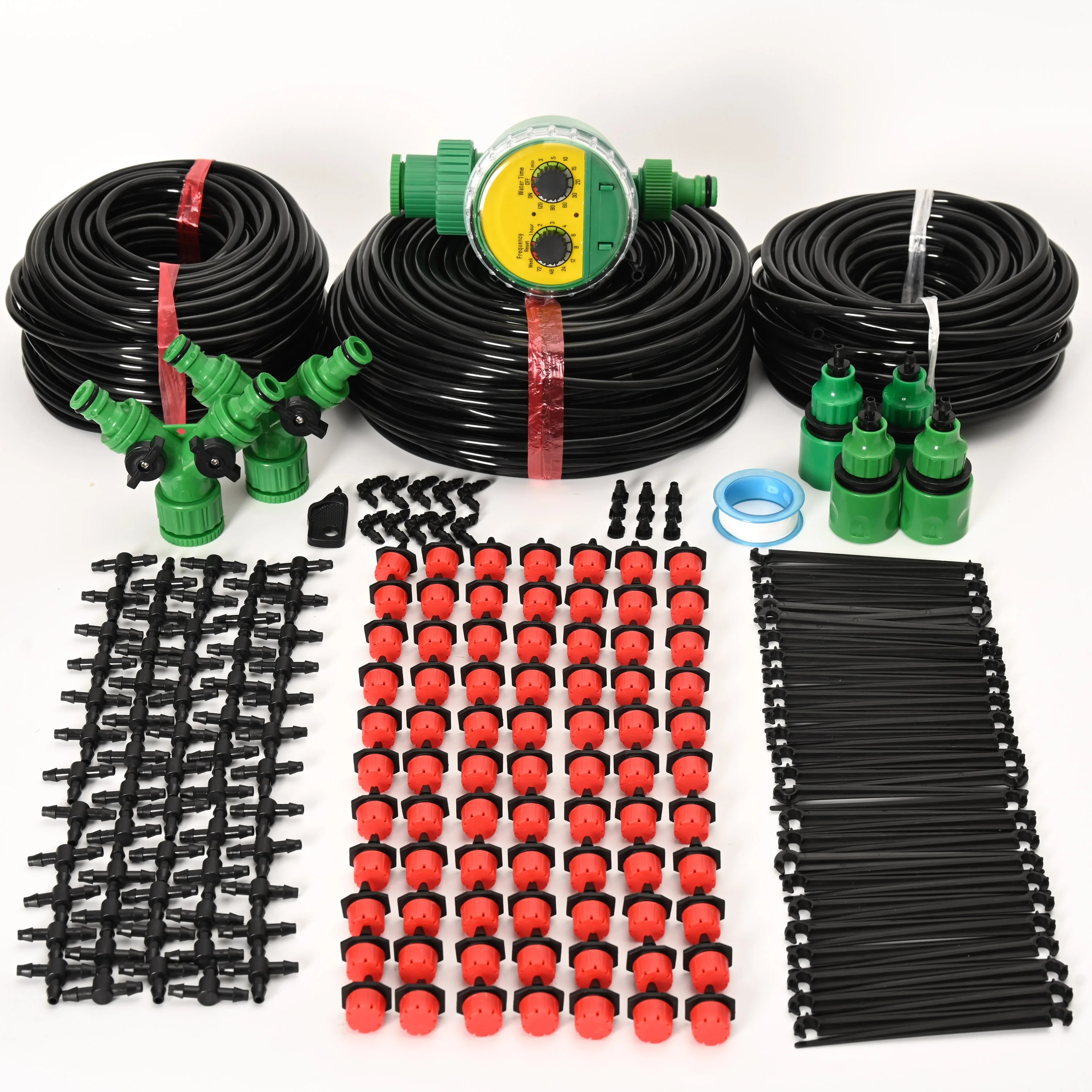 Drip Irrigation System With Automatic Timer For Garden Beds And Pots