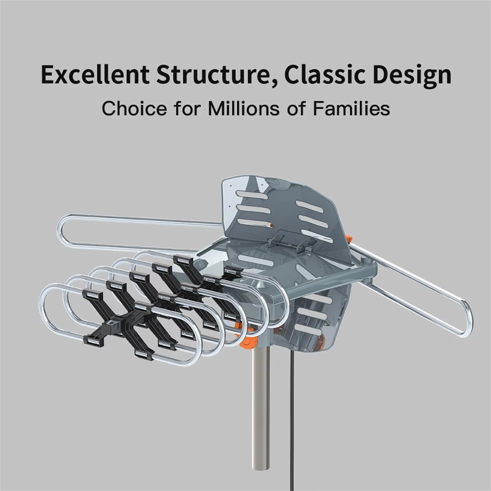Digital HD TV Antenna Long-Range 360-Degree Directional Motor And Mounting Pole