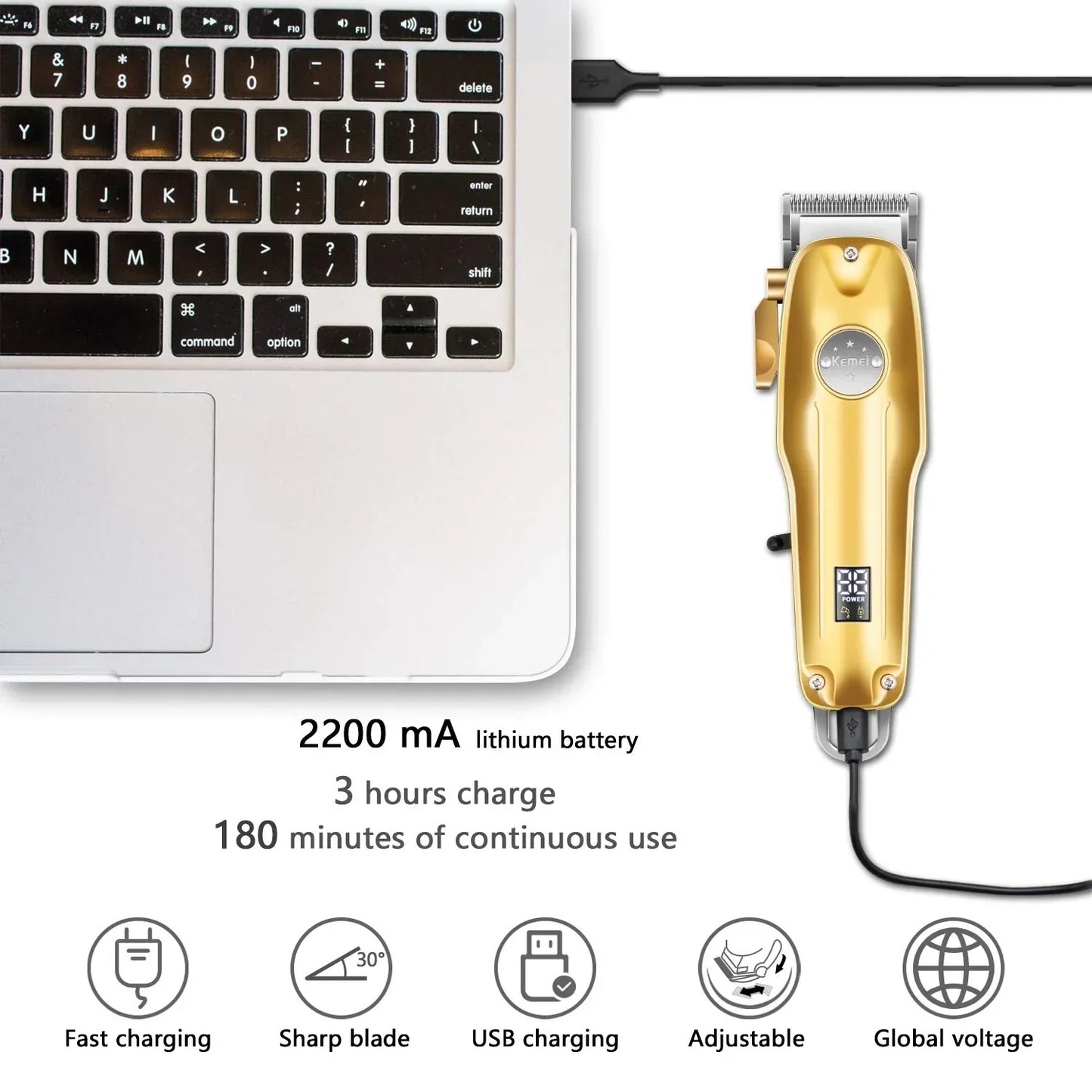 Hair Clippers Cordless Gold Set For Men Professional Grooming Kit