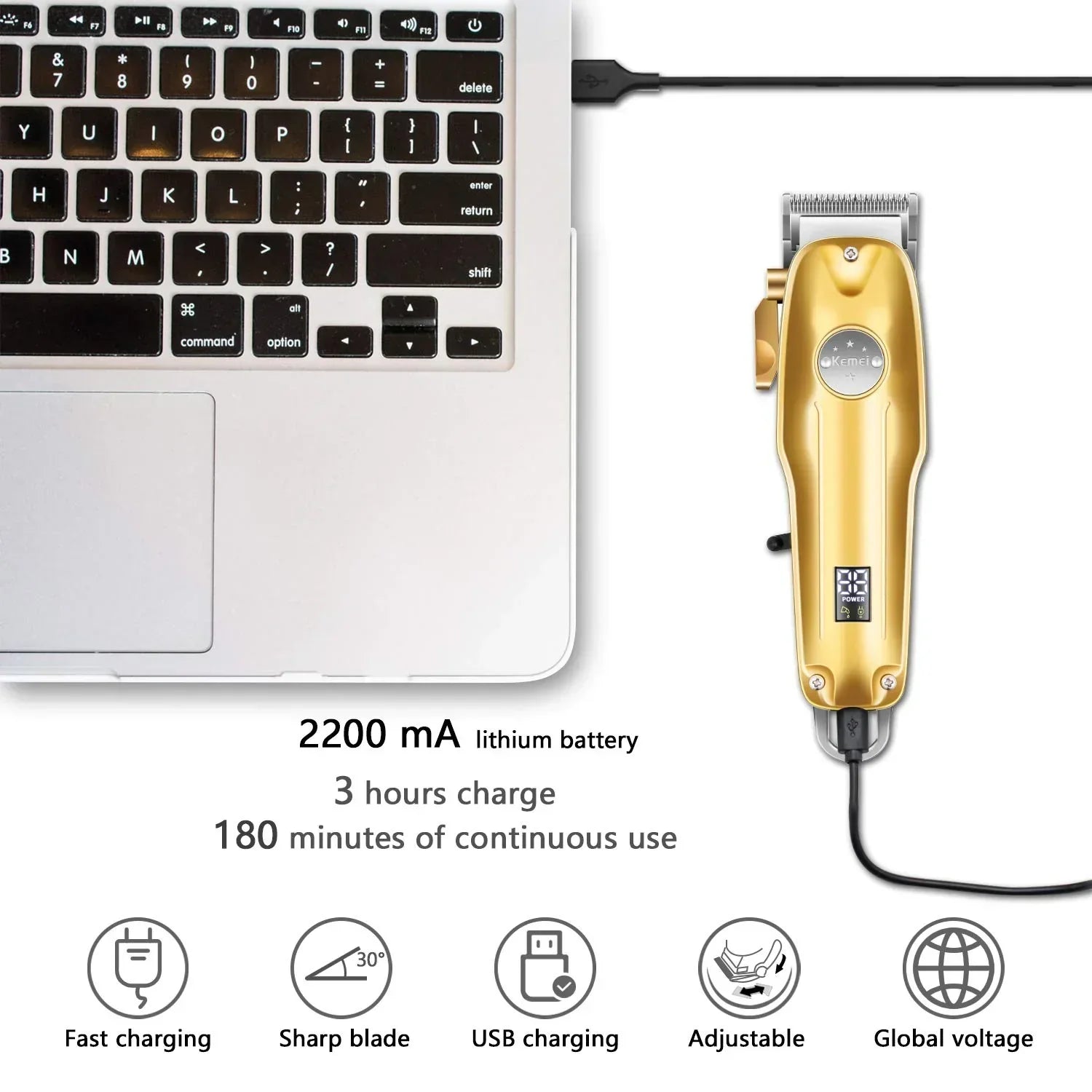 Hair Clippers Cordless Gold Set For Men Professional Grooming Kit