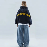 Hoodie Oversized Casual Cotton Blend Relaxed Fit Pullover For Everyday Wear