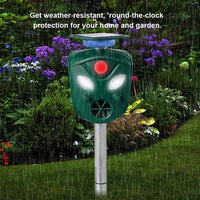 Ultrasonic Animal Repeller 360-Degree Solar-Powered Motion Sensor Outdoor Waterproof