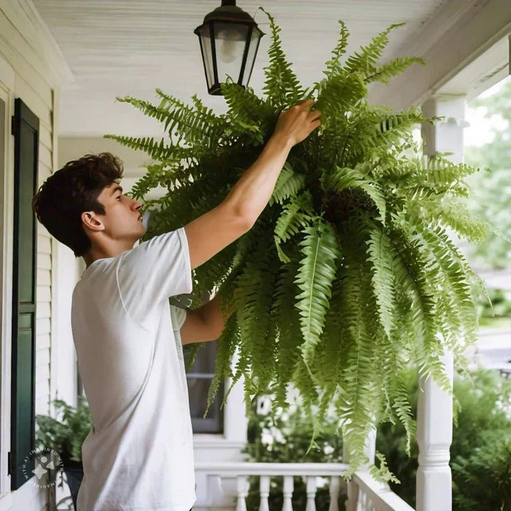 Artificial Boston Fern Plant for Porch, Balcony and Patio Displays