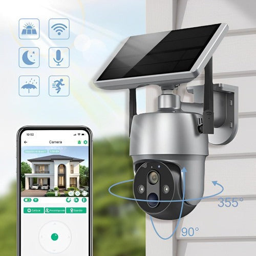 Outdoor Surveillance Camera Solar Powered Wireless 1080p Night Vision Motion Detection