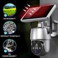 Outdoor Surveillance Camera Solar Powered Wireless 1080p Night Vision Motion Detection