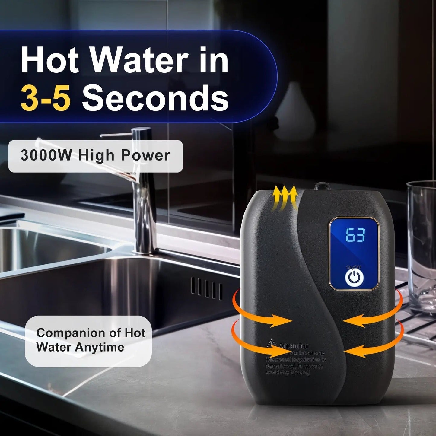 Tankless Water Heater Instant Electric On Demand Compact Energy Efficient