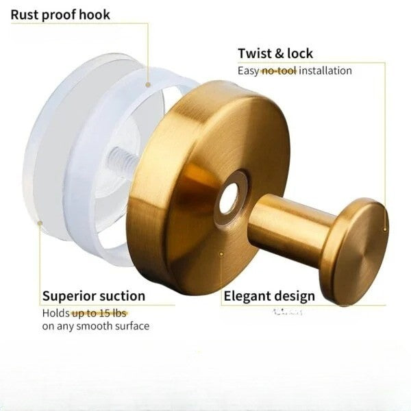 Suction Cup Wall Hooks With Twist-Lock Mechanism For Strong Hold