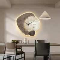 Wall Clock Natural Wood Finish With Integrated Soft LED Lighting