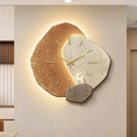 Wall Clock Natural Wood Finish With Integrated Soft LED Lighting