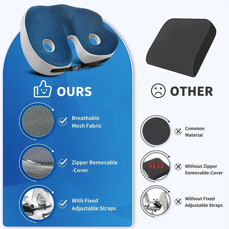 Memory Foam Seat Cushion Adjustable For Sit Bone Relief And Comfort
