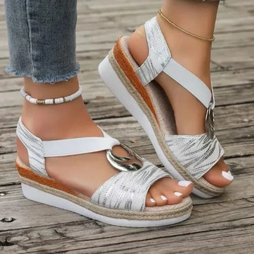 Women's Wedge Sandals Slip-On Breathable Arch Support Vintage Summer