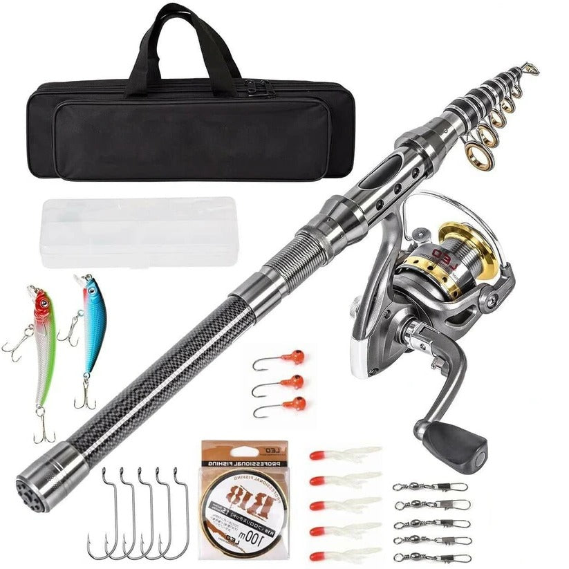 Telescopic Fishing Rod And Reel Combo Carbon Fiber Saltwater Freshwater