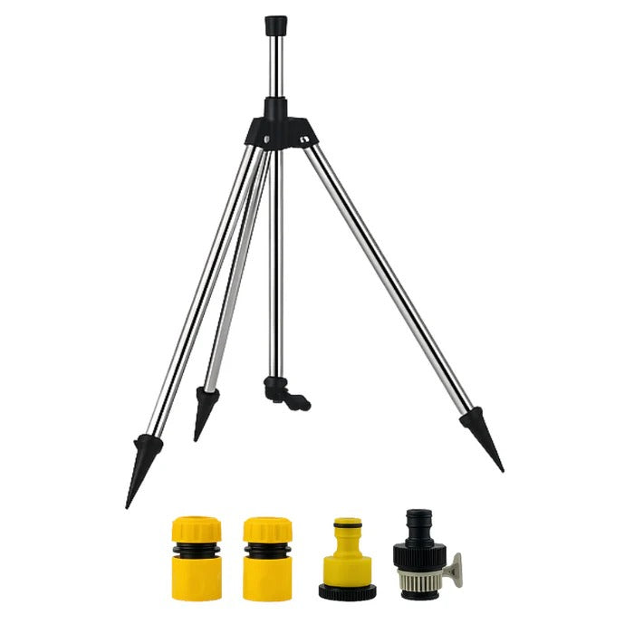 Tripod Sprinkler High-Pressure Rotating Head Adjustable Height Durable Metal Construction
