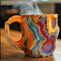 Coffee Mugs Mineral Crystal Set With Faceted Glass Finish
