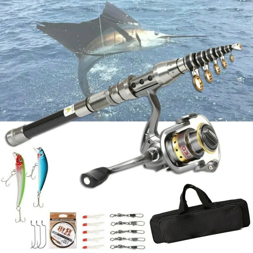 Telescopic Fishing Rod And Reel Combo Carbon Fiber Saltwater Freshwater