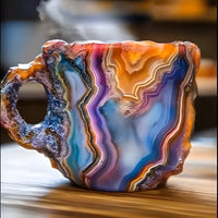 Coffee Mugs Mineral Crystal Set With Faceted Glass Finish