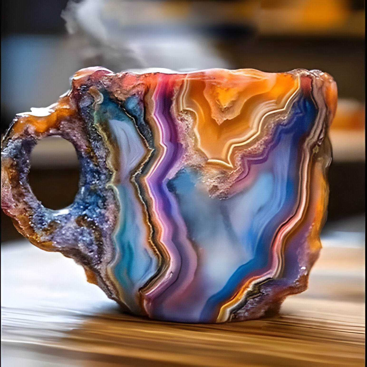 Coffee Mugs Mineral Crystal Set With Faceted Glass Finish