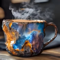 Coffee Mugs Mineral Crystal Set With Faceted Glass Finish