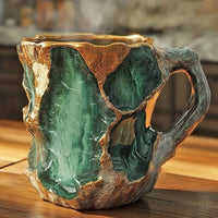 Coffee Mugs Mineral Crystal Set With Faceted Glass Finish
