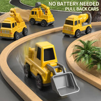 Construction Truck Toy Set With Carrier And Ramp, 5 Pieces