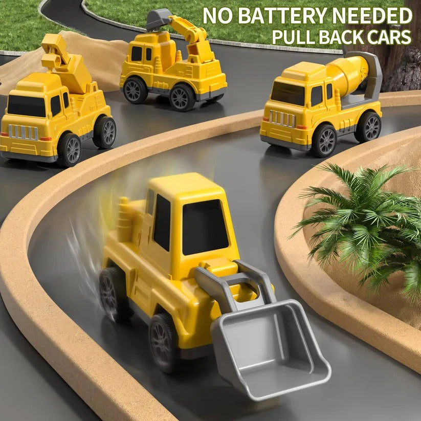 Construction Truck Toy Set With Carrier And Ramp, 5 Pieces