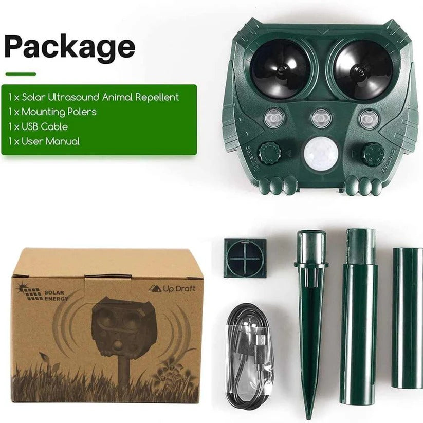 Ultrasonic Animal Repellent Device For Cats, Foxes, Rats, Squirrels, Dogs