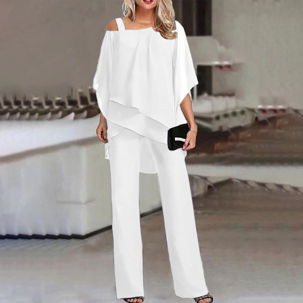 Women's Two-Piece Set With Cold Shoulder, Elegant Coordinated Outfit